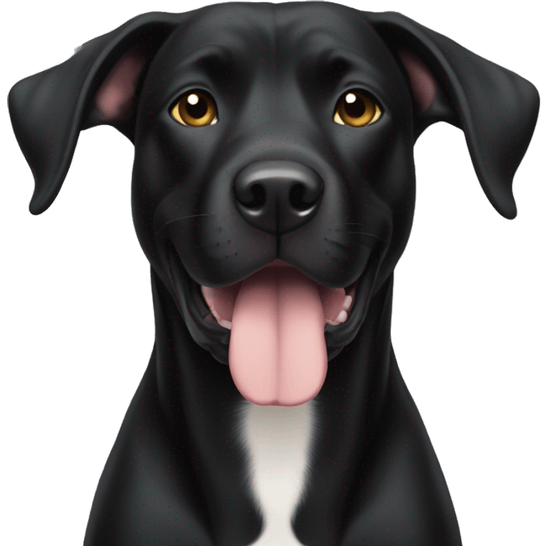 Black lab with pitbull ears and white paws emoji