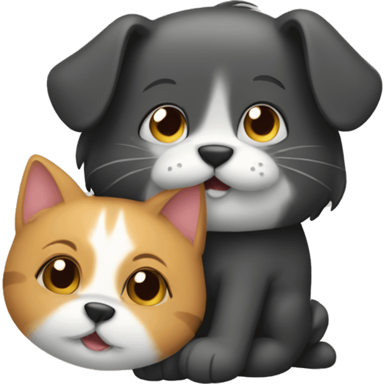 cat hugging a dog emoji