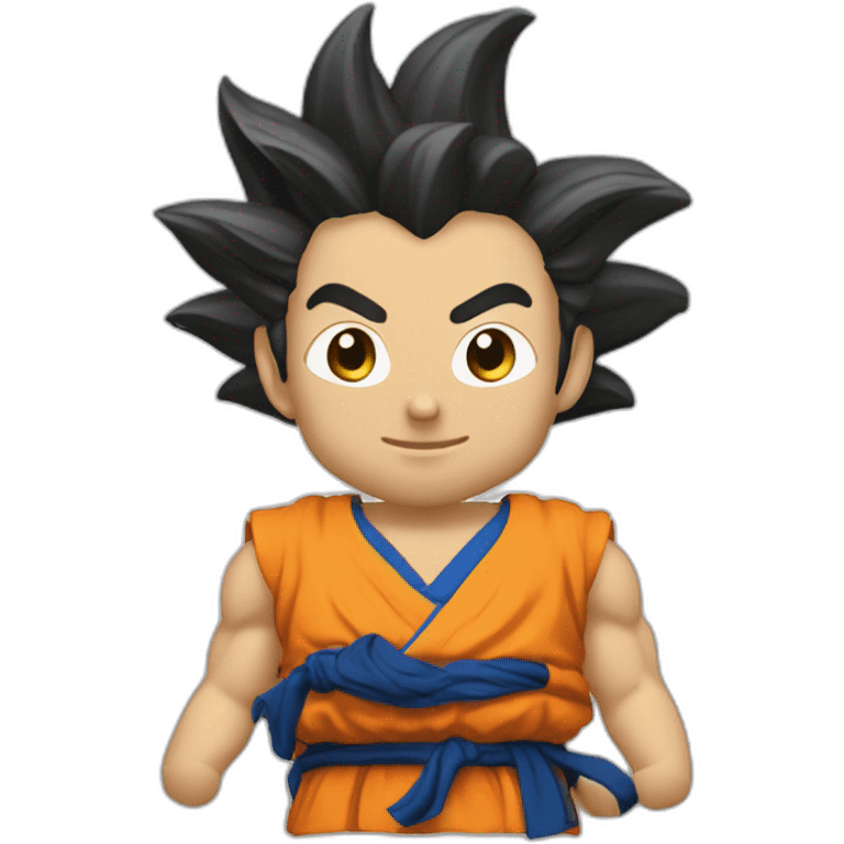 Gokuqui pointe du doigt en rigolant emoji