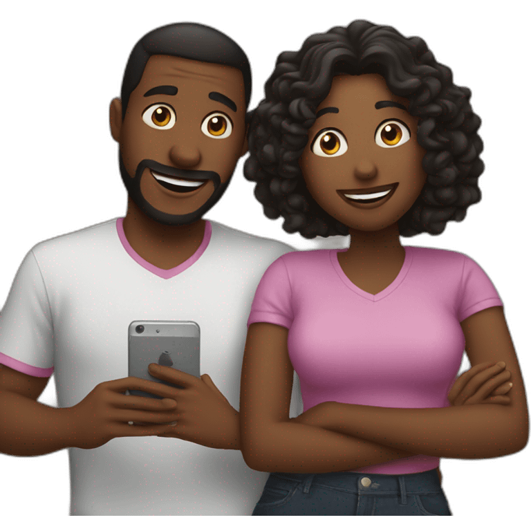 Couple doing video call emoji