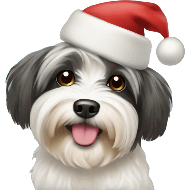 Havanese with Christmas hat emoji