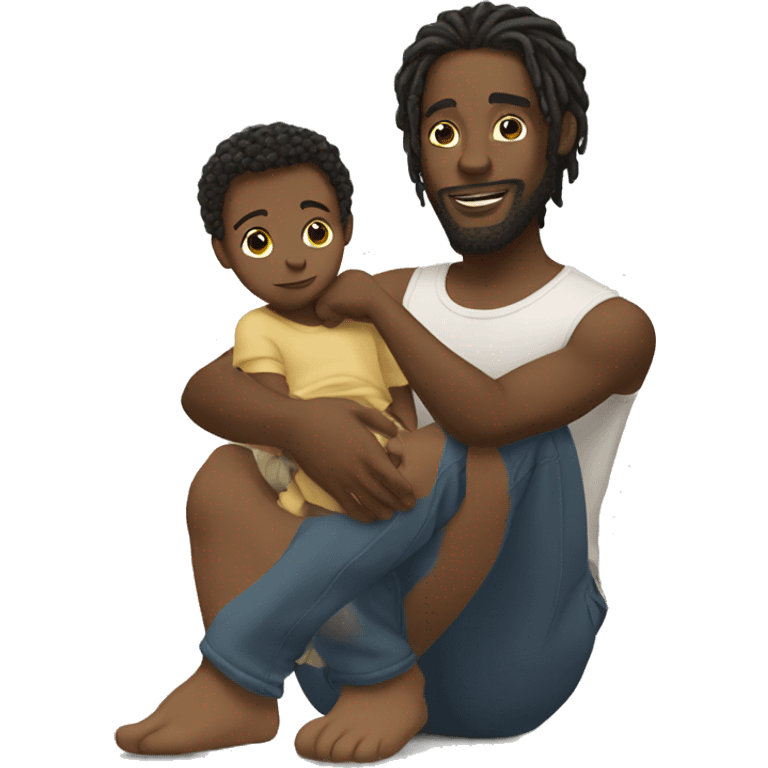 Black Man with dreadlocked hair holding his baby  emoji