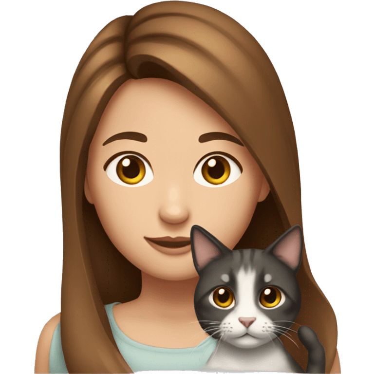 Girl with brown hair with cat emoji