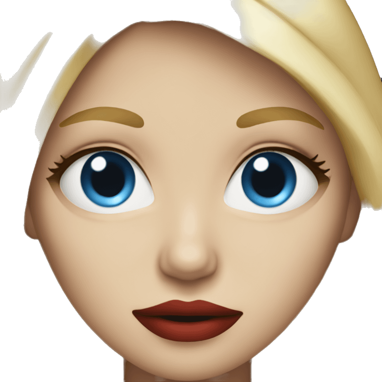 blonde girl with blue eyes and red lips emoji