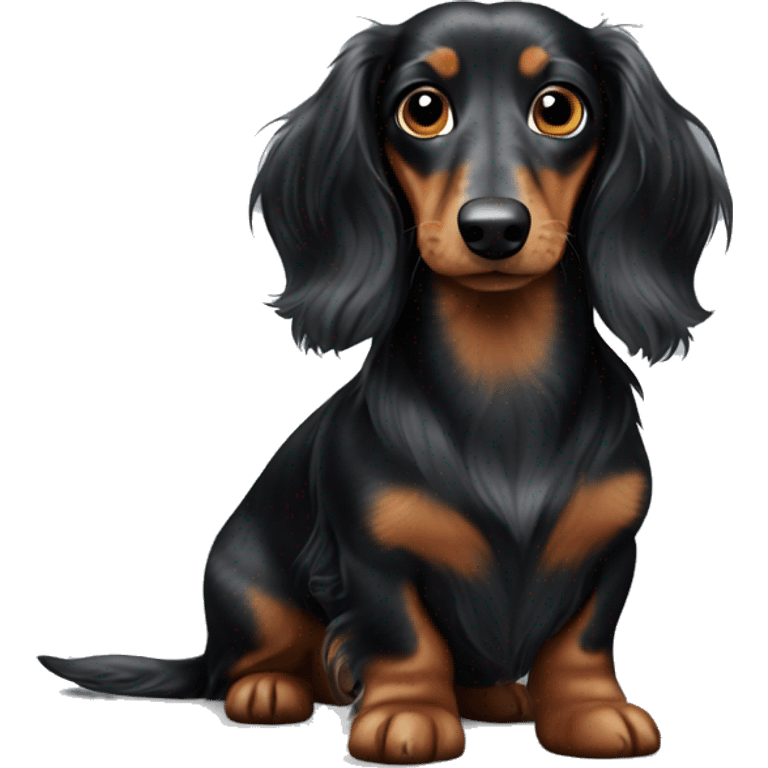 Long-haired Black Merle dachshund emoji