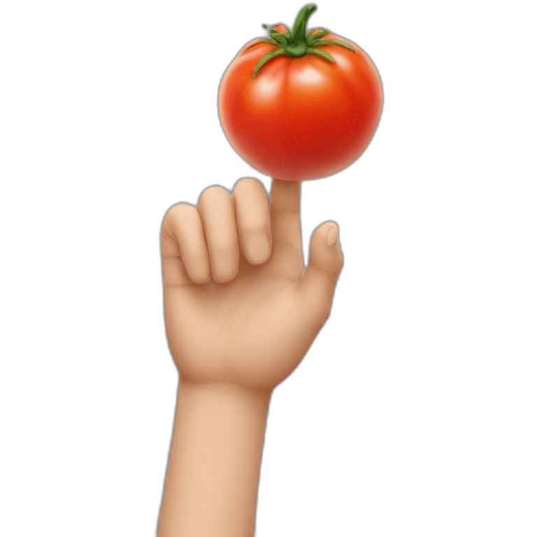 hand with a tomato emoji