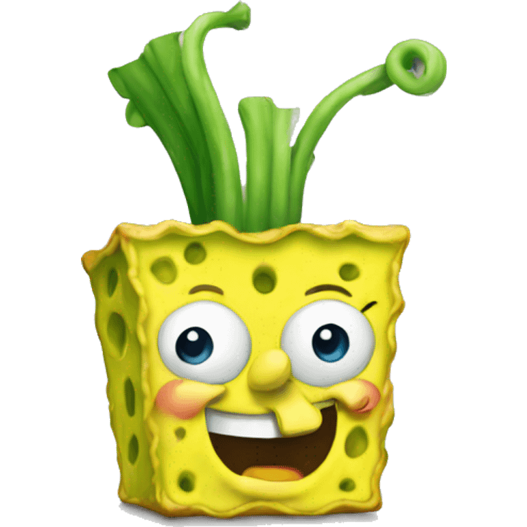 spongebob like an emoji, apple iOS style,  emoji