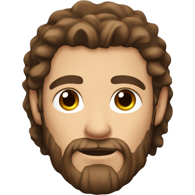 Attractive viking man with long brown hair dark brown eyes and stubble emoji