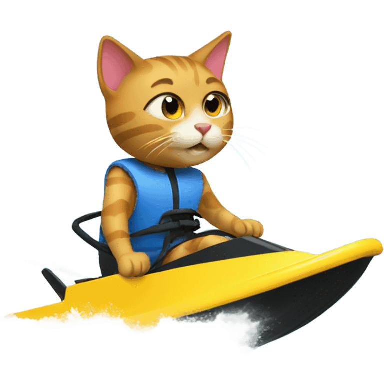 Cat water skiing emoji