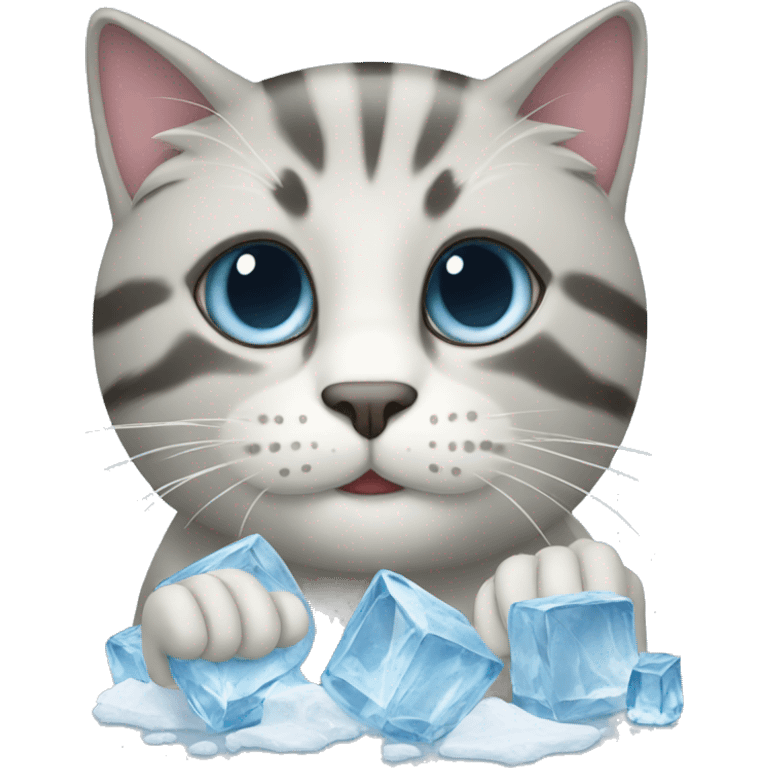 Cat with ice emoji