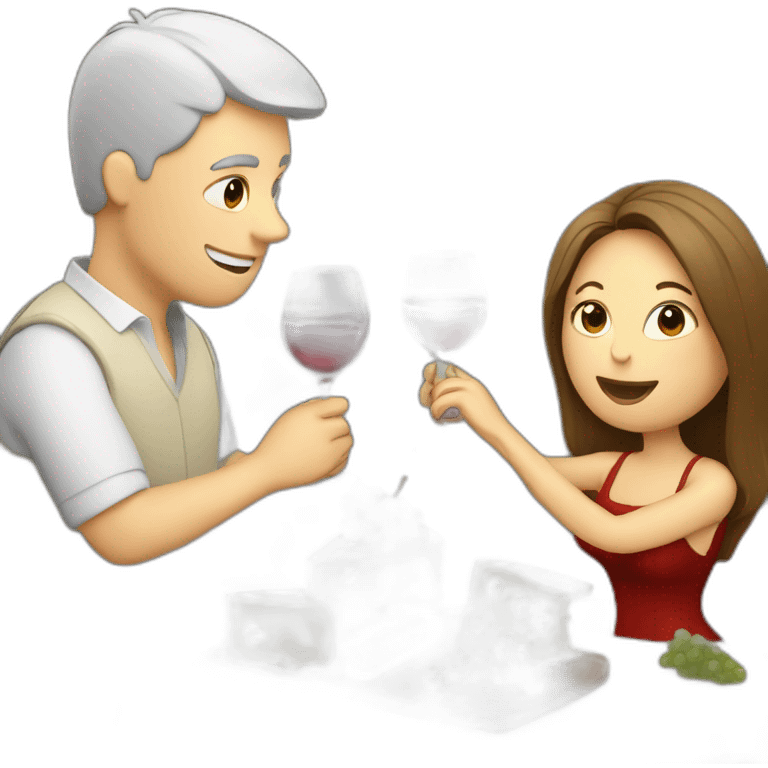 white couple drinking wine and eating cheese emoji