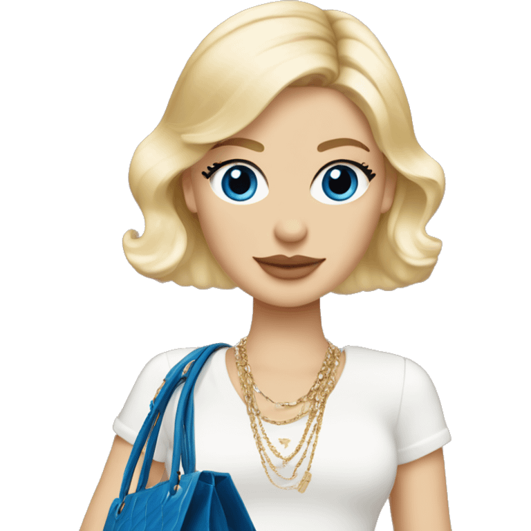 Blonde Chanel white Girl blue eyes with Birkin bag and Chanel necklace emoji