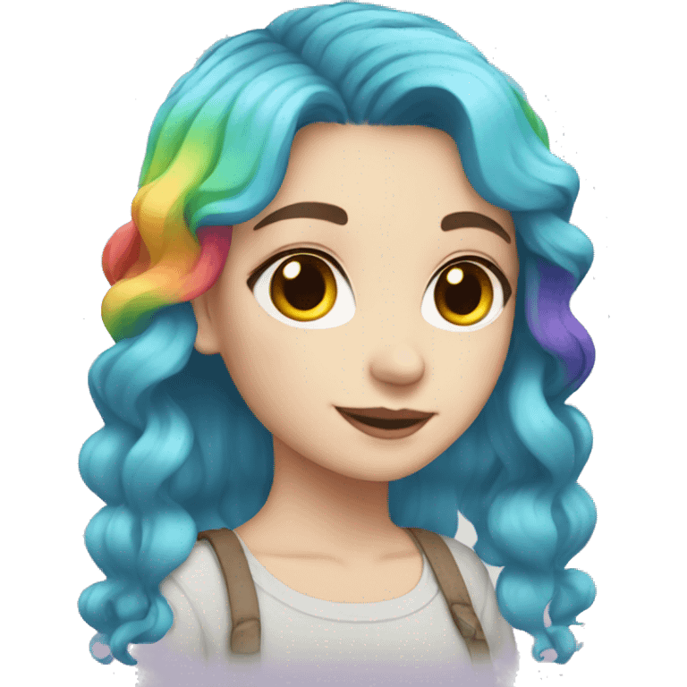 pale Girl with rainbow hair emoji