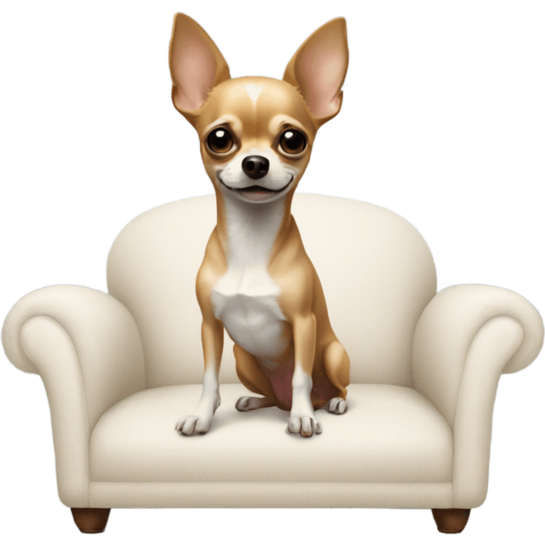 chihuahua dog doing pis in sofá emoji