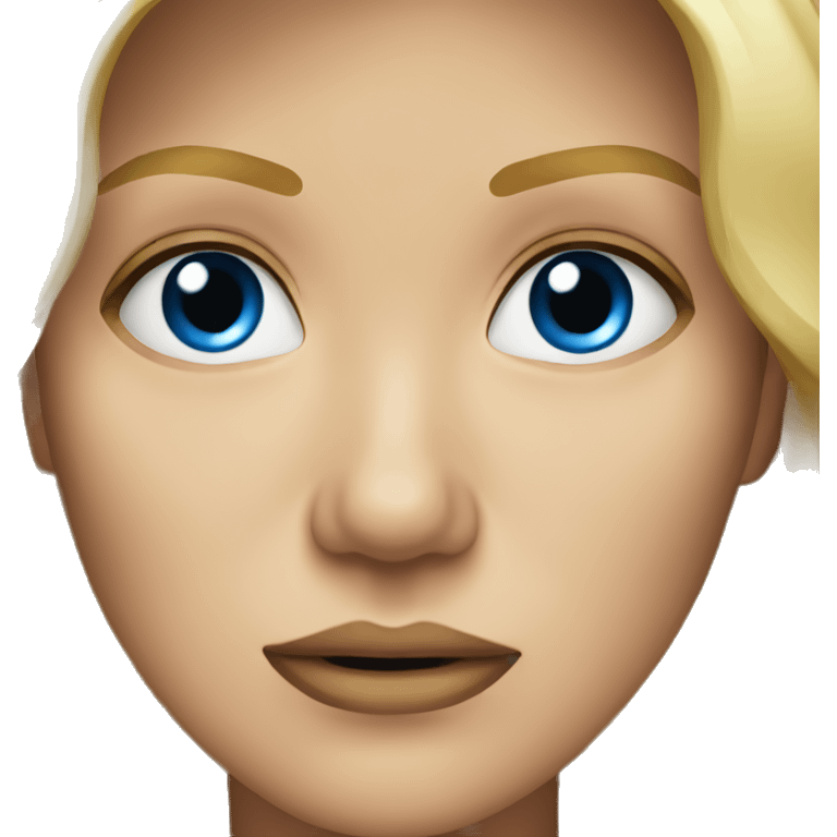 Blonde woman blue eyes frowning  emoji