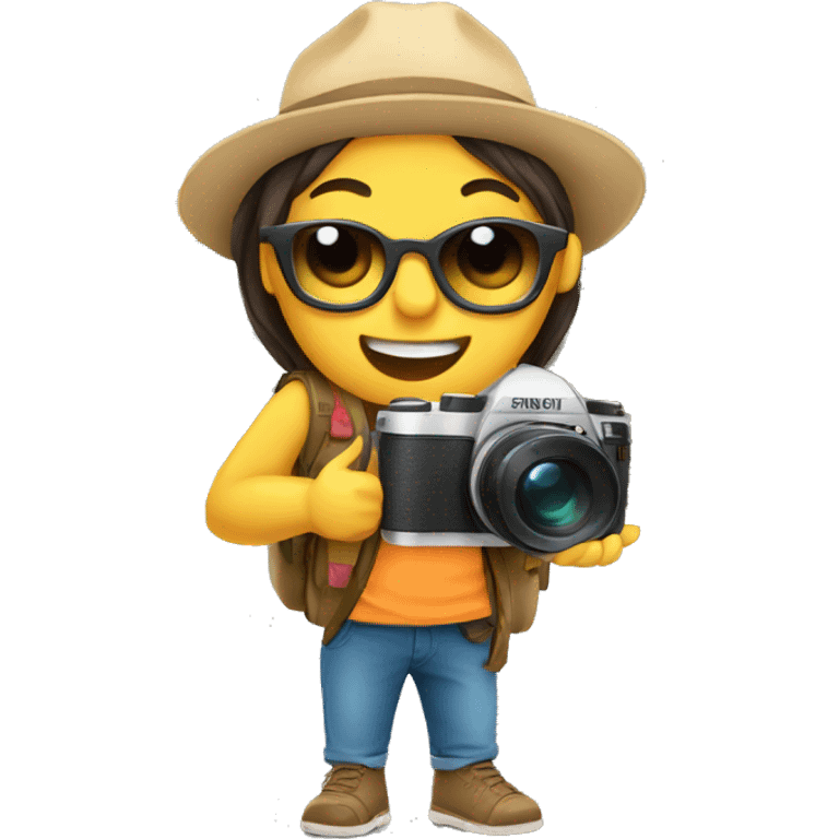 Cute tourist taking pics emoji