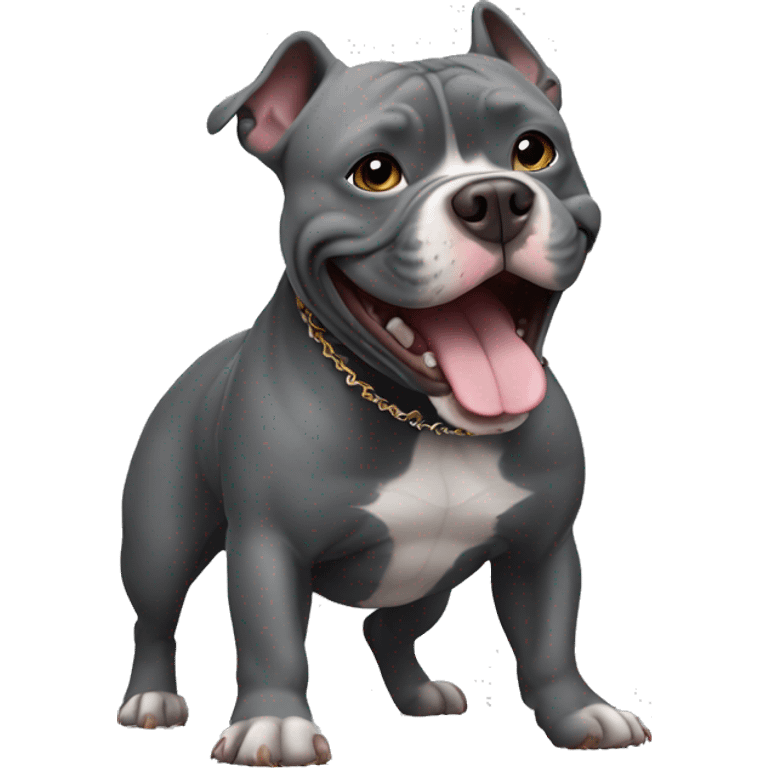 Dark Grey American bully dancing emoji