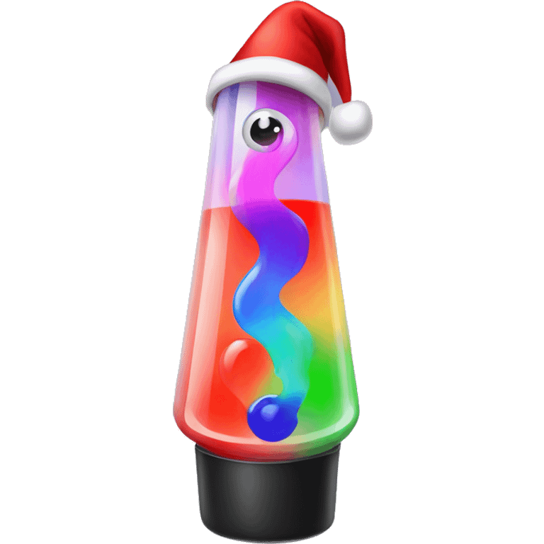 A lava lamp with eyes wearing a Santa hat  emoji