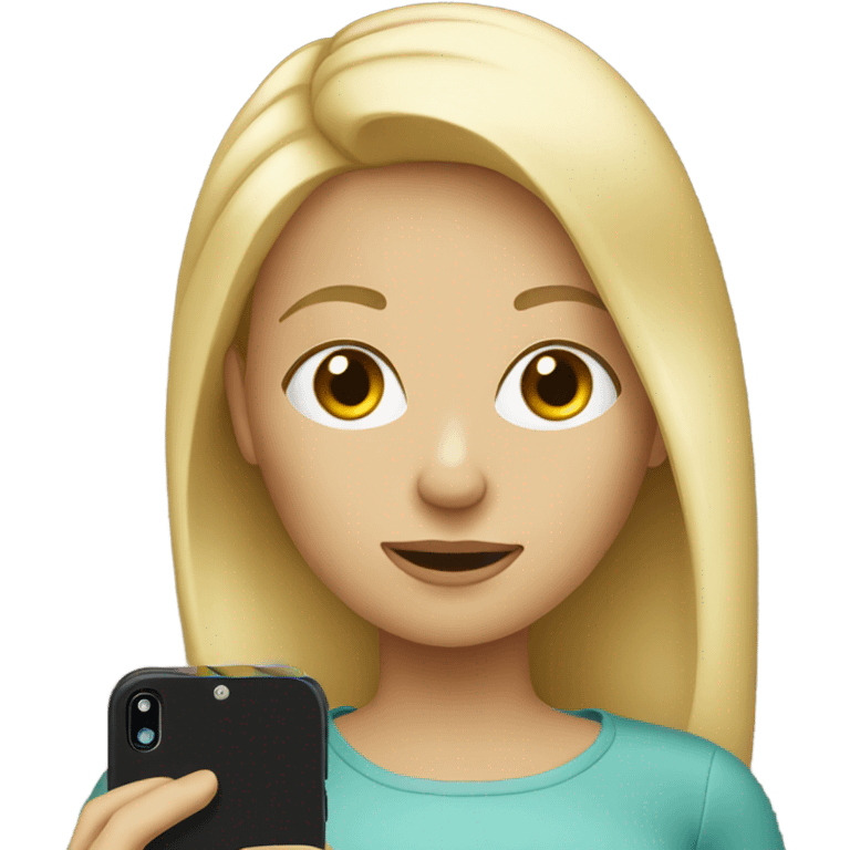 blonde girl with cellphone emoji