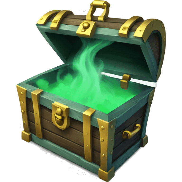 open treasure chest with green smoke coming out emoji