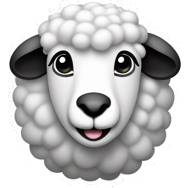 simple sheep face happy smiley icon, black and white,simple, 2d emoji