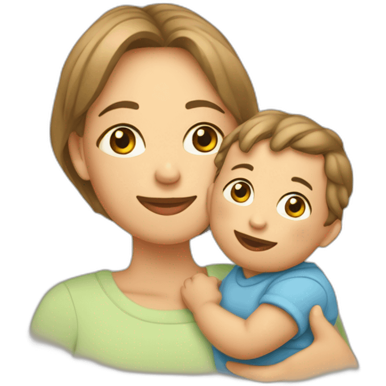 Un bébé avec sa maman emoji