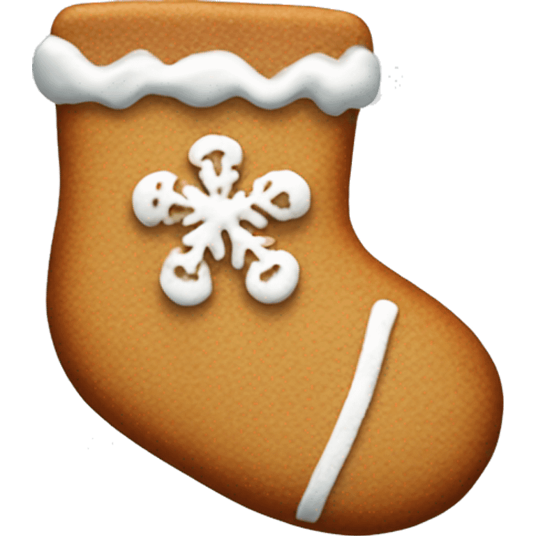 frosted gingerbread cookie shaped like a winter sock emoji