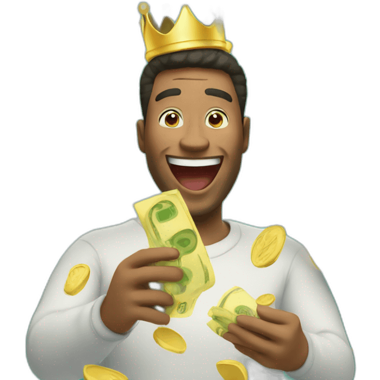 happy man crown grabbing a lot of money emoji