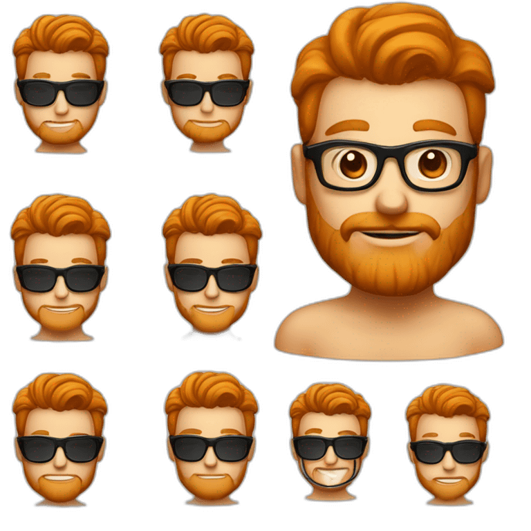 homme roux avec des cheveux courts et des lunettes emoji