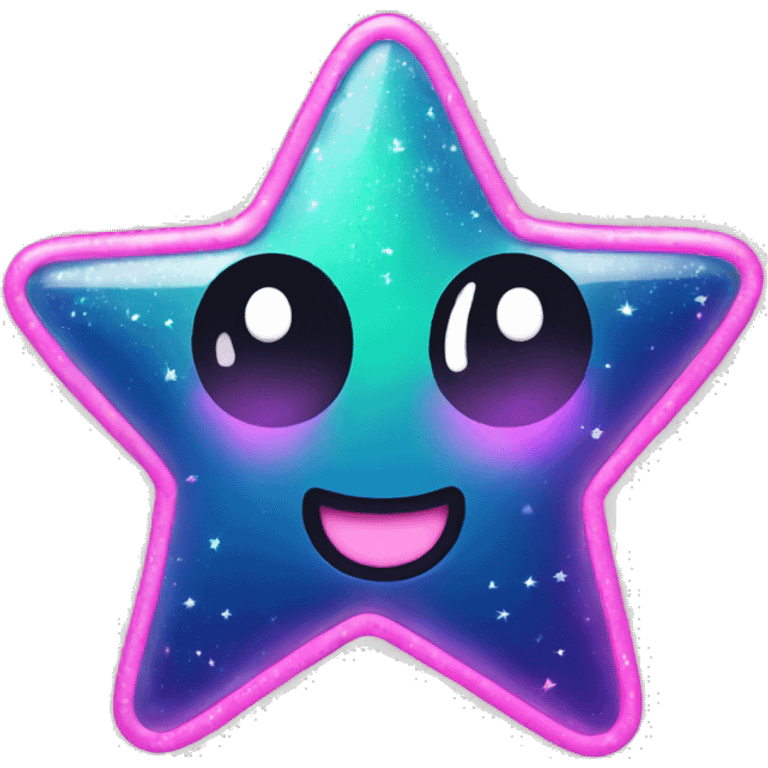 Kawaii neon star glitter doodle jump emoji    emoji