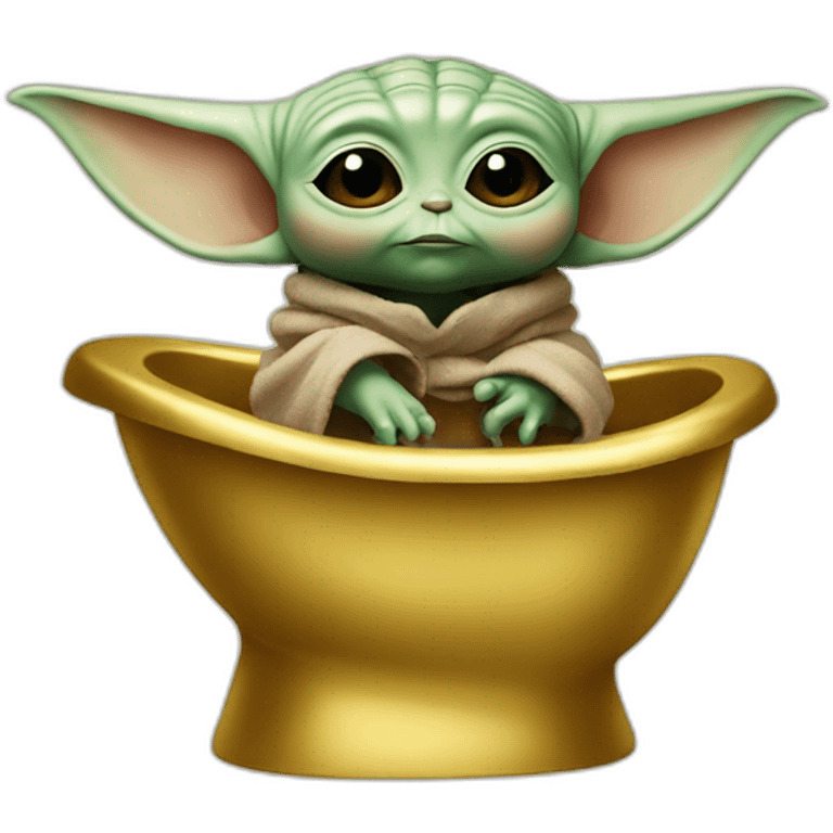 Baby Yoda on a golden toilet emoji