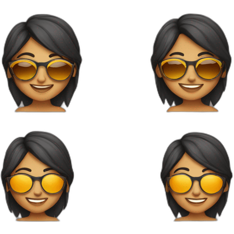 Cute fair smiling indian girl wearing round sunglasses emoji