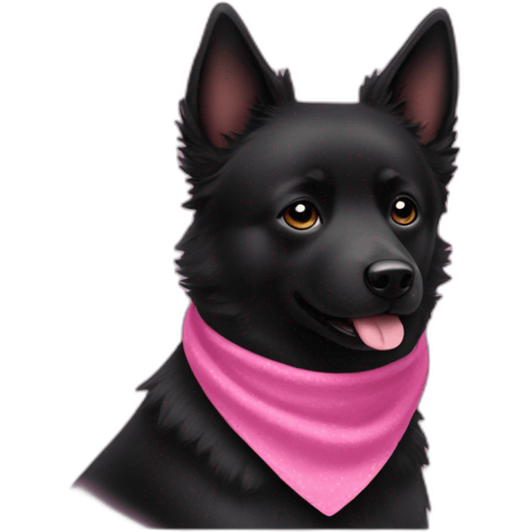 black schipperke that only have black hair, short hair and who wears a pink bandana around his neck emoji