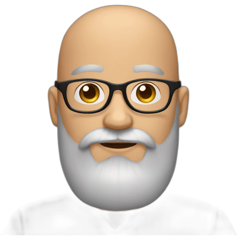 A bald man with round glasses and a big black beard. emoji