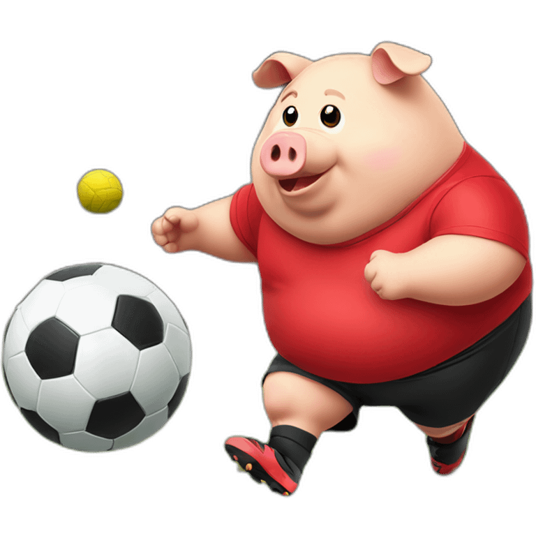 Fat Fat Fat pig with red shirt playing soccer emoji