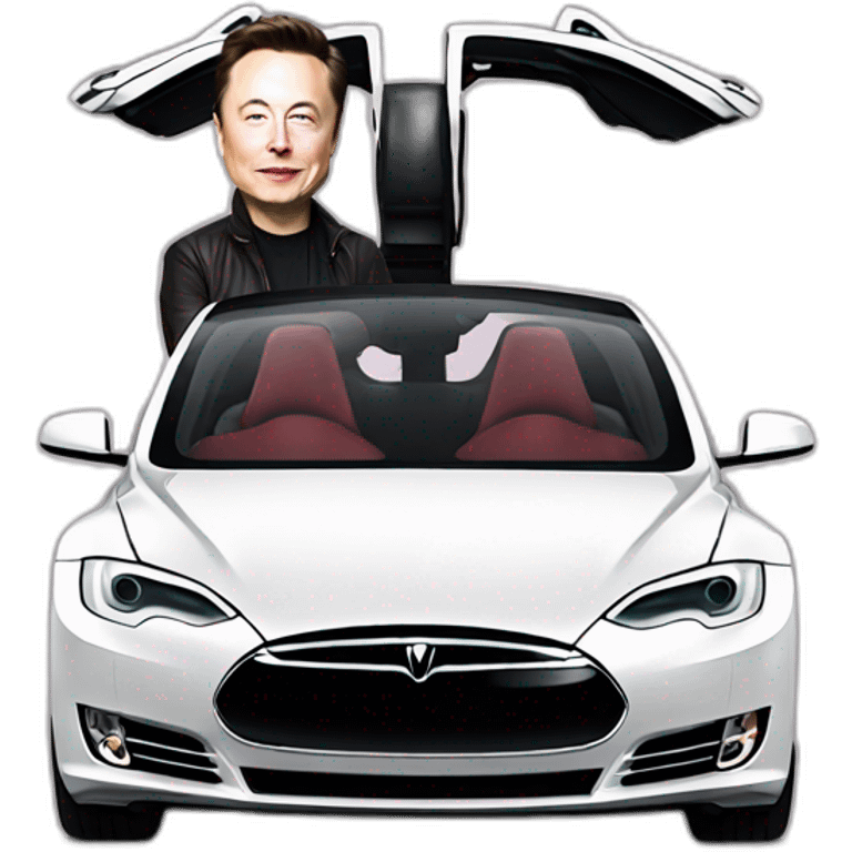 Elon musk with his tesla car emoji