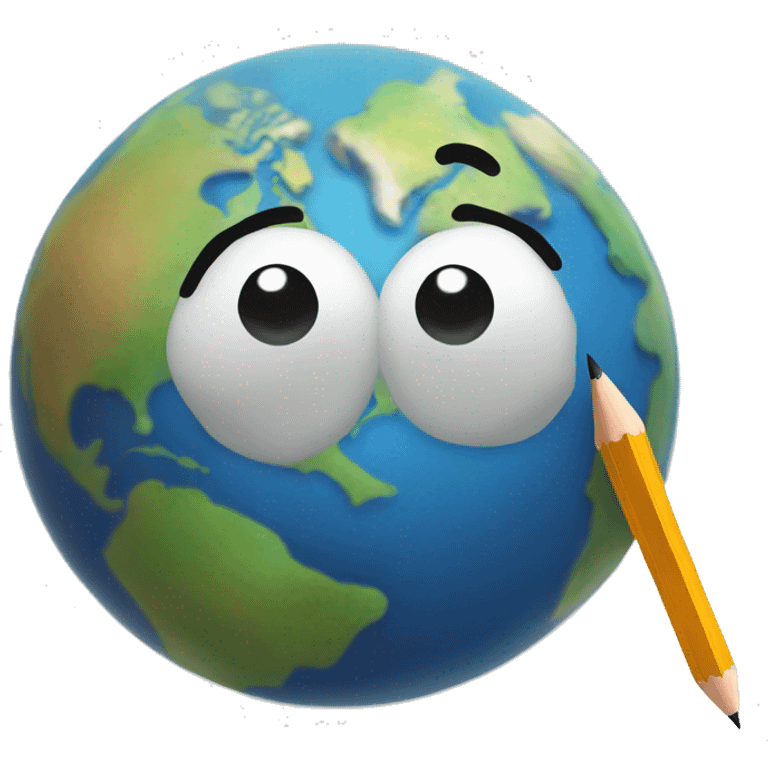 smile earth with pencil emoji