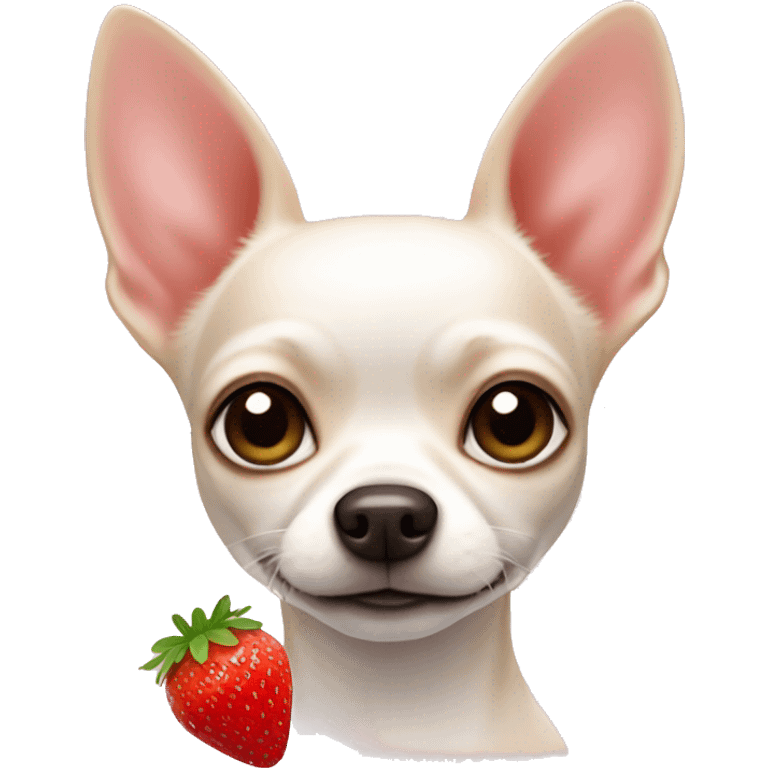 White Chihuahua with strawberry emoji