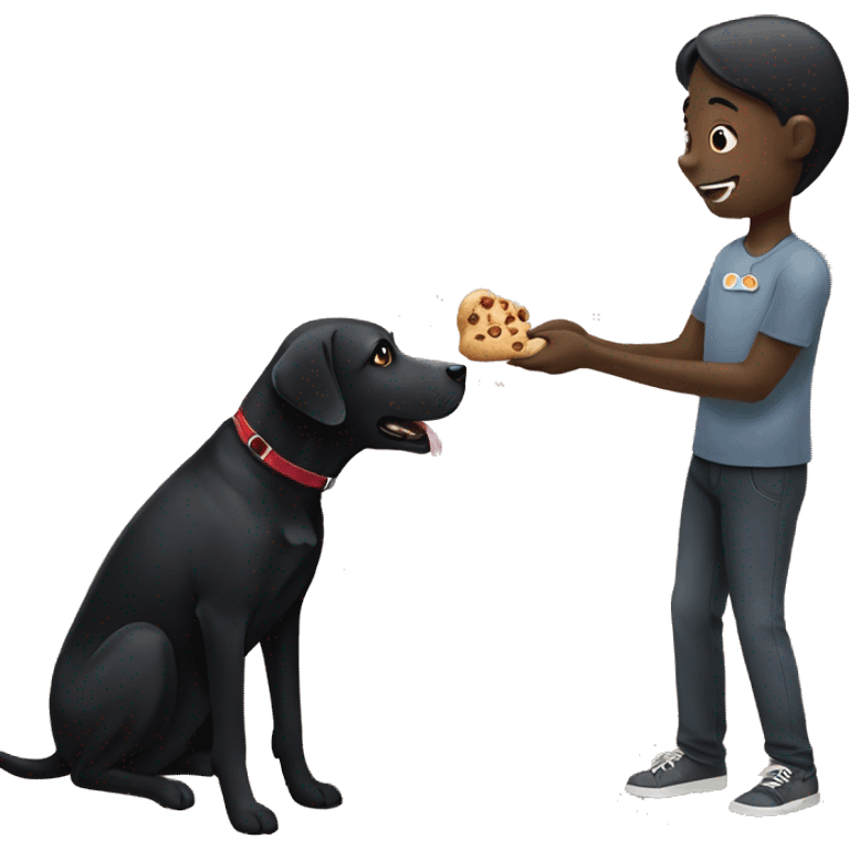 black lab getting a treat emoji