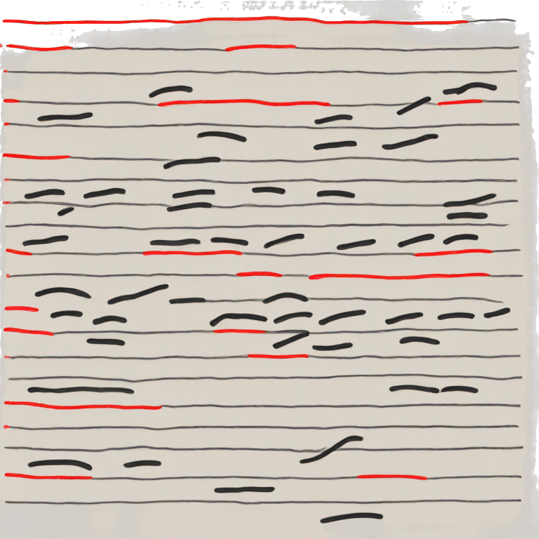 Handwriting to Text. Black color notes with Red color notes emoji