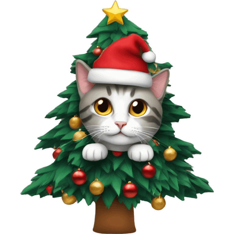 Cat in a Christmas tree emoji