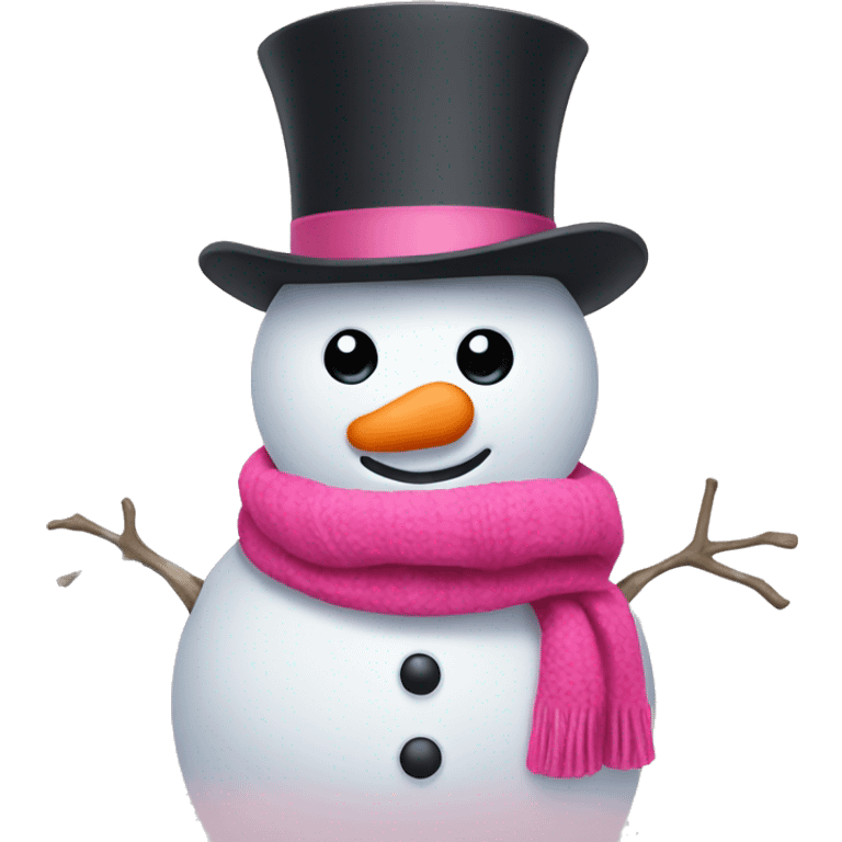 snowman with pink scarf and hat  emoji