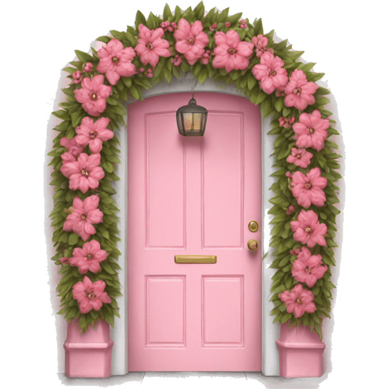 Pink door with a wreath  emoji