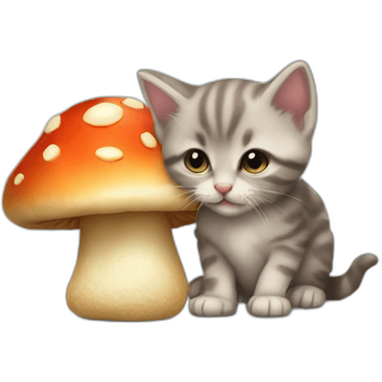 kitten eating a mushroom emoji