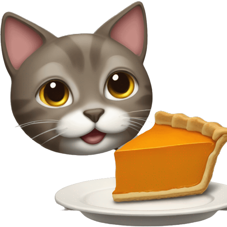 Cat eating pumpkin pie emoji