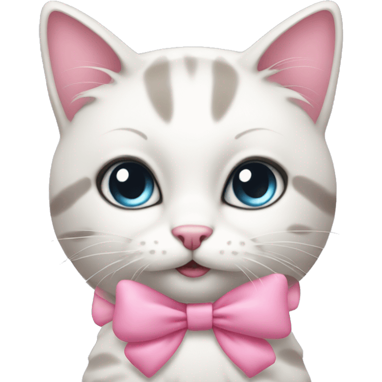 girly cat with pink bow emoji