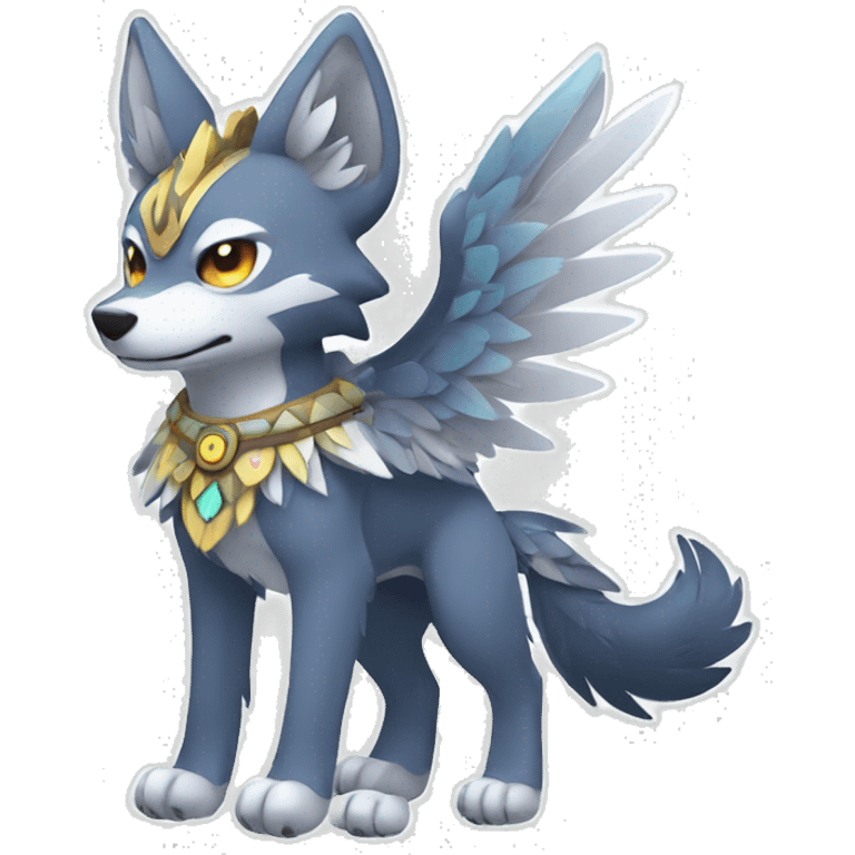 Kawaii Cute Winged Tribal Wolf-Pokémon full body emoji