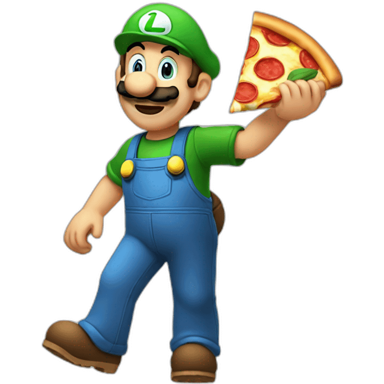 luigi eating a pizza emoji