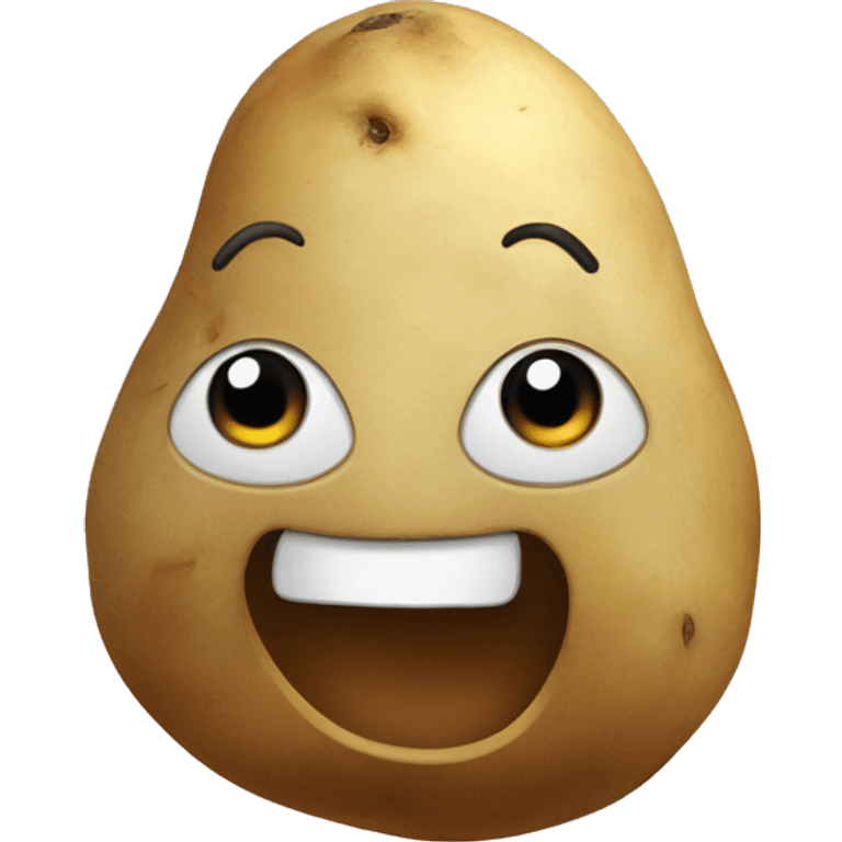 Potato with a silly face emoji