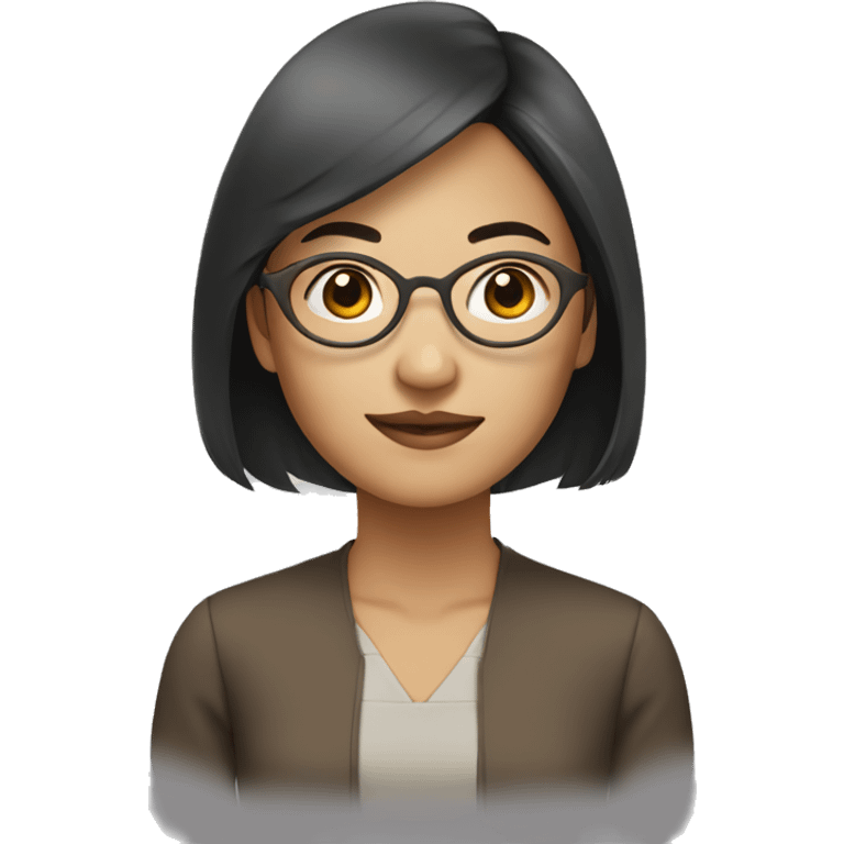 An Asian woman wears bronze round glasses emoji